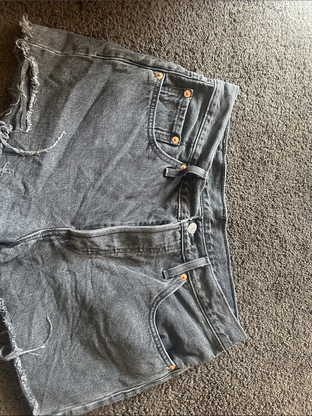 LEVIS 501 Women's High-Rise Distressed Black Denim Shorts